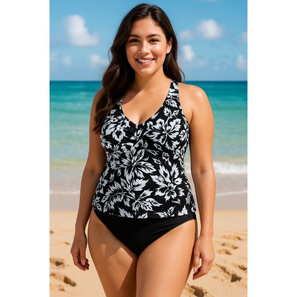 Kathy Ireland XL Tankini Bikini Set Swimwear Bathing Suit Matching Top Bottom